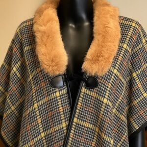 Jones New York Multicolor Plaid with Faux Fur